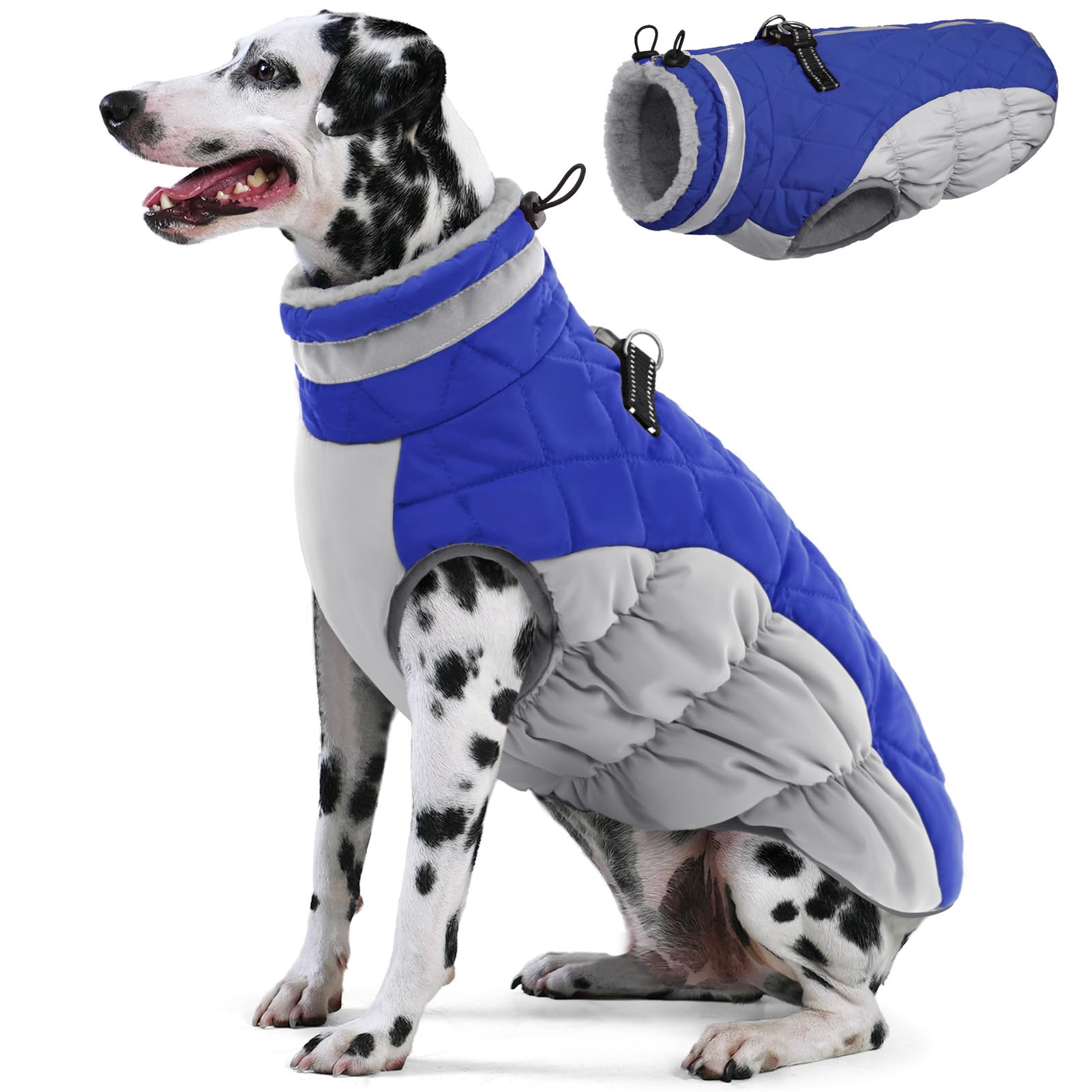 AOFITEE dog coat back zipper for easy on/off during chilly walks.