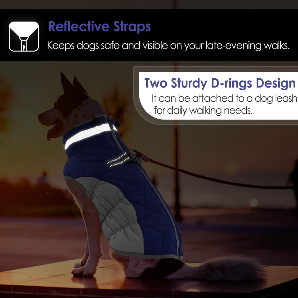 AOFITEE dog coat elastic abdomen design for comfortable fit.