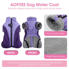 AOFITEE dog coat fleece lining provides soft warmth inside