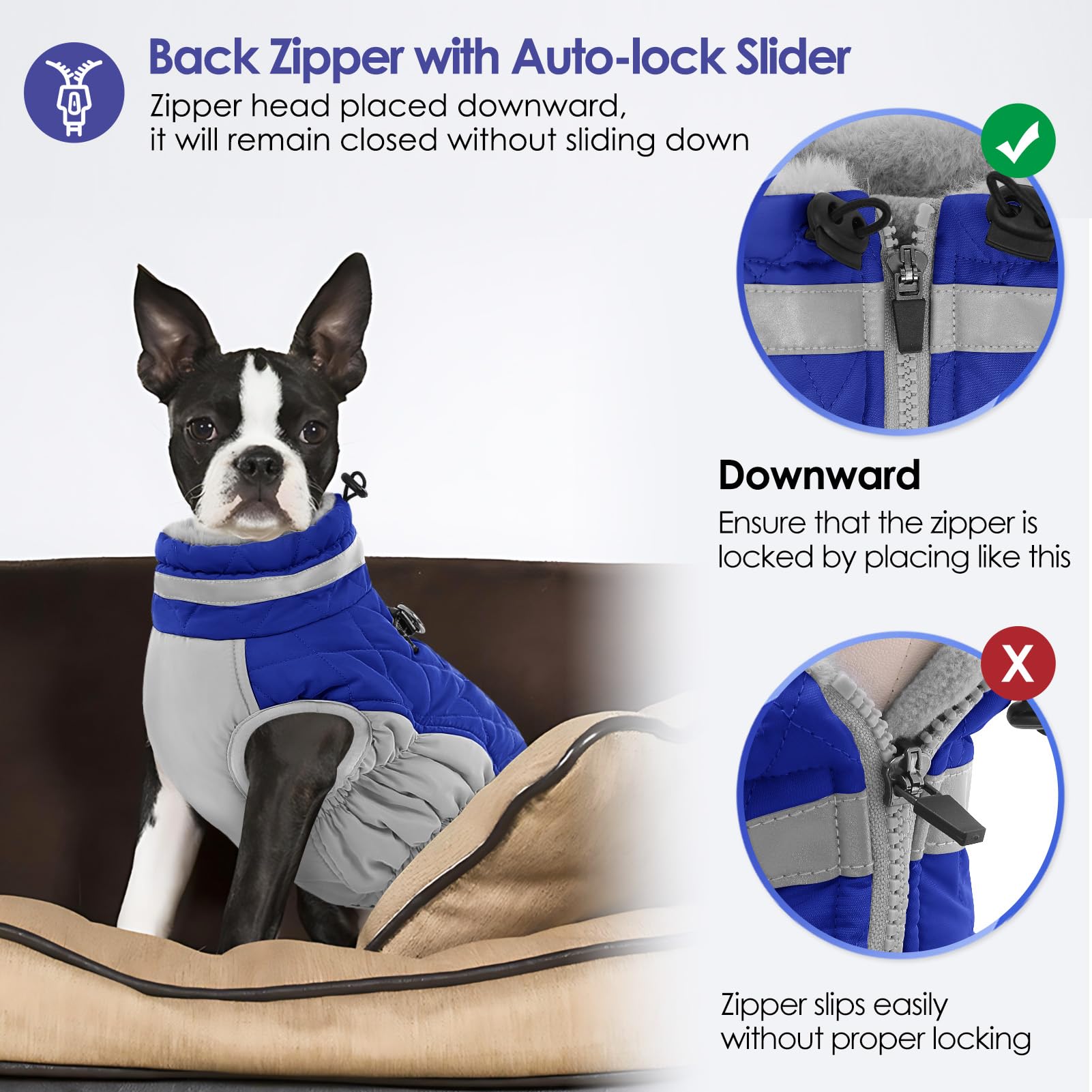 AOFITEE dog coat fleece lining provides cozy warmth on cold days.