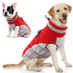 AOFITEE dog coat front view with warm fleece for cozy winter wear.