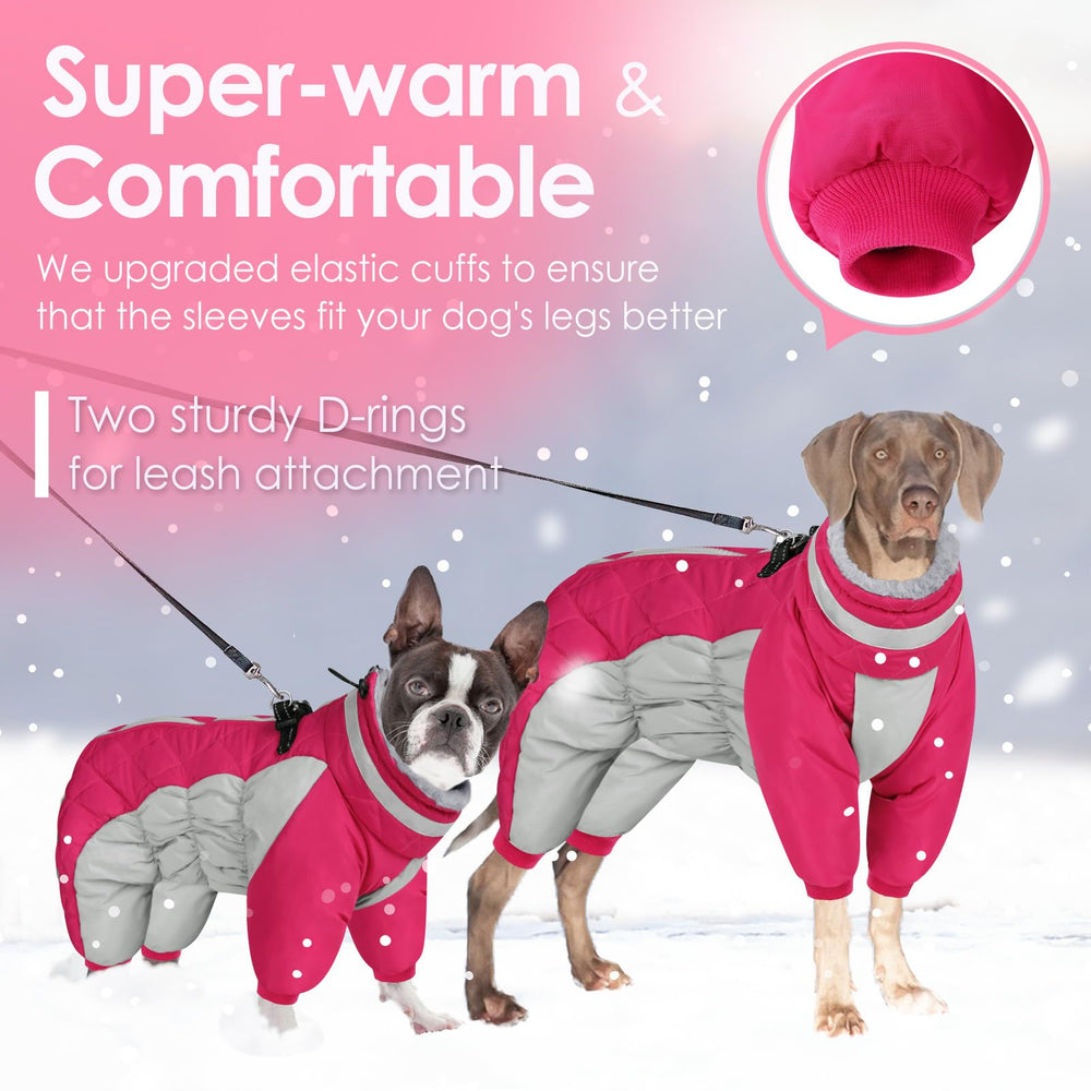 AOFITEE dog coat front view highlights snug fit and warm fleece lining for chilly outings.