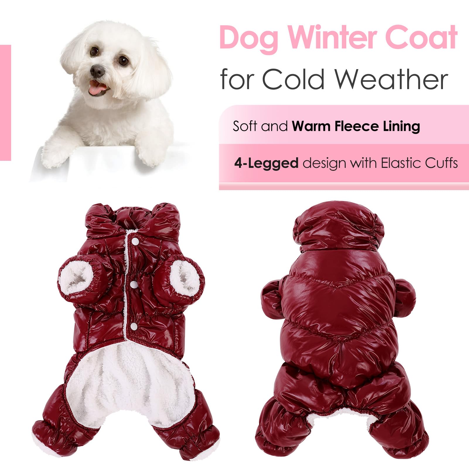 AOFITEE fullbody snow-suit with legs keeps small dogs comfy in snow.
