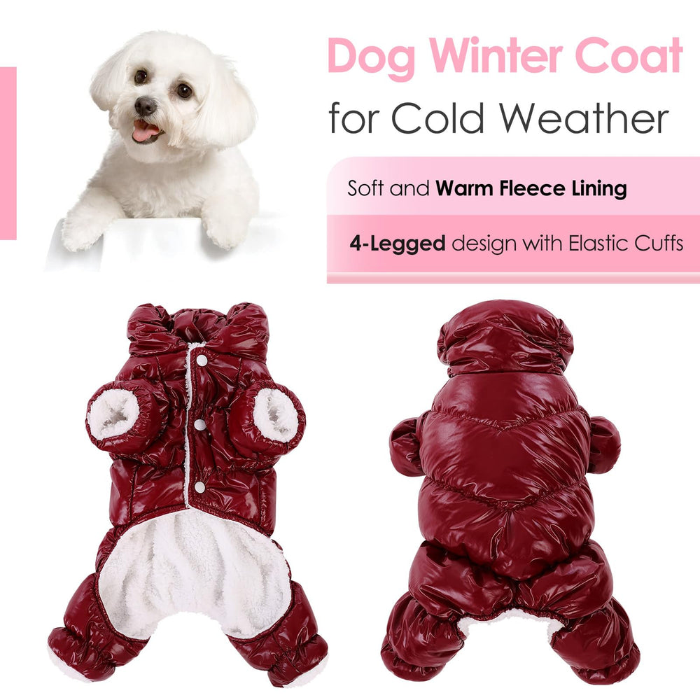 AOFITEE fullbody snow-suit with legs keeps small dogs comfy in snow.