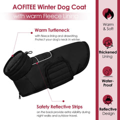 AOFITEE coat shows harness hole for leash access during walks.