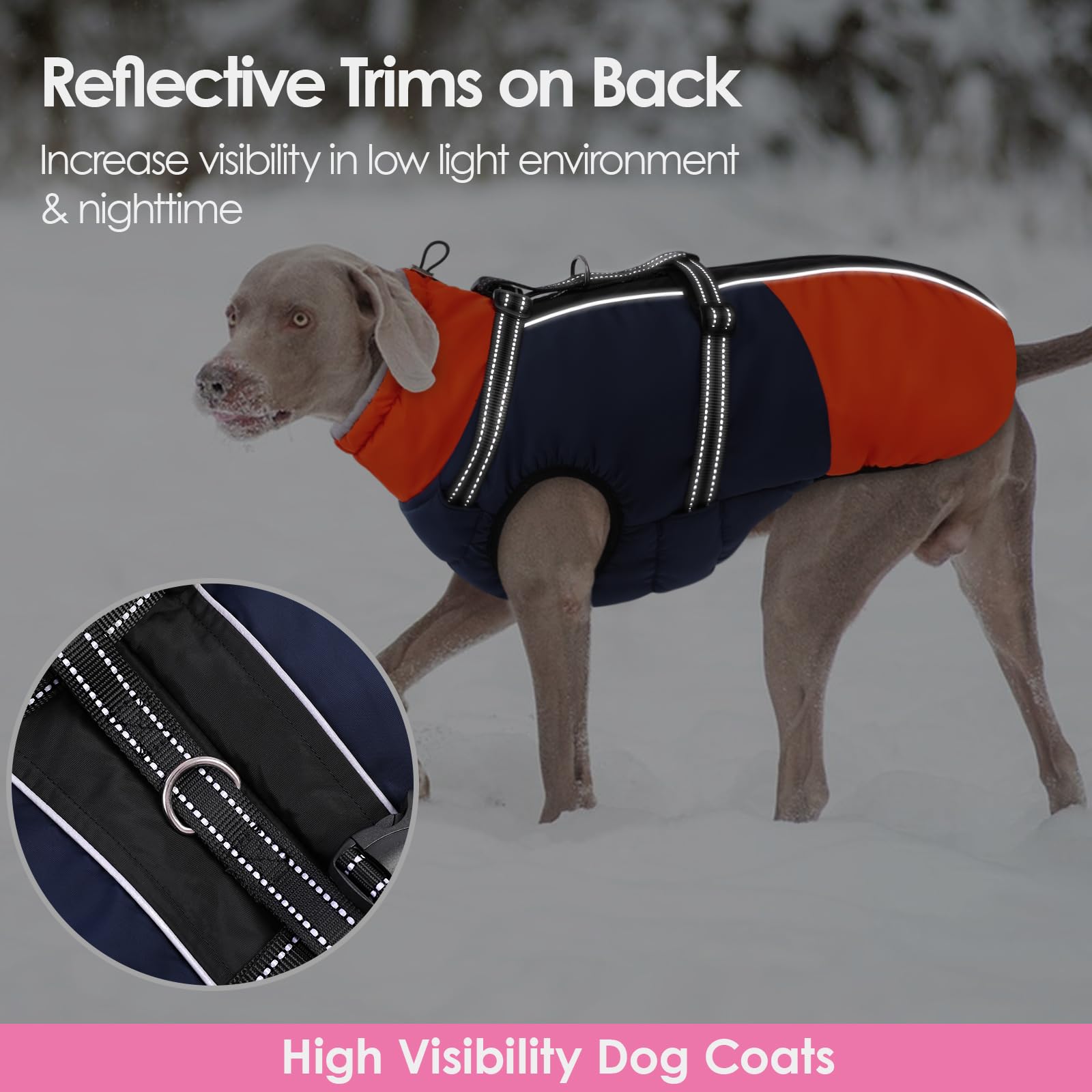 AOFITEE high-visibility coat back and sides for daytime and low-light safety.