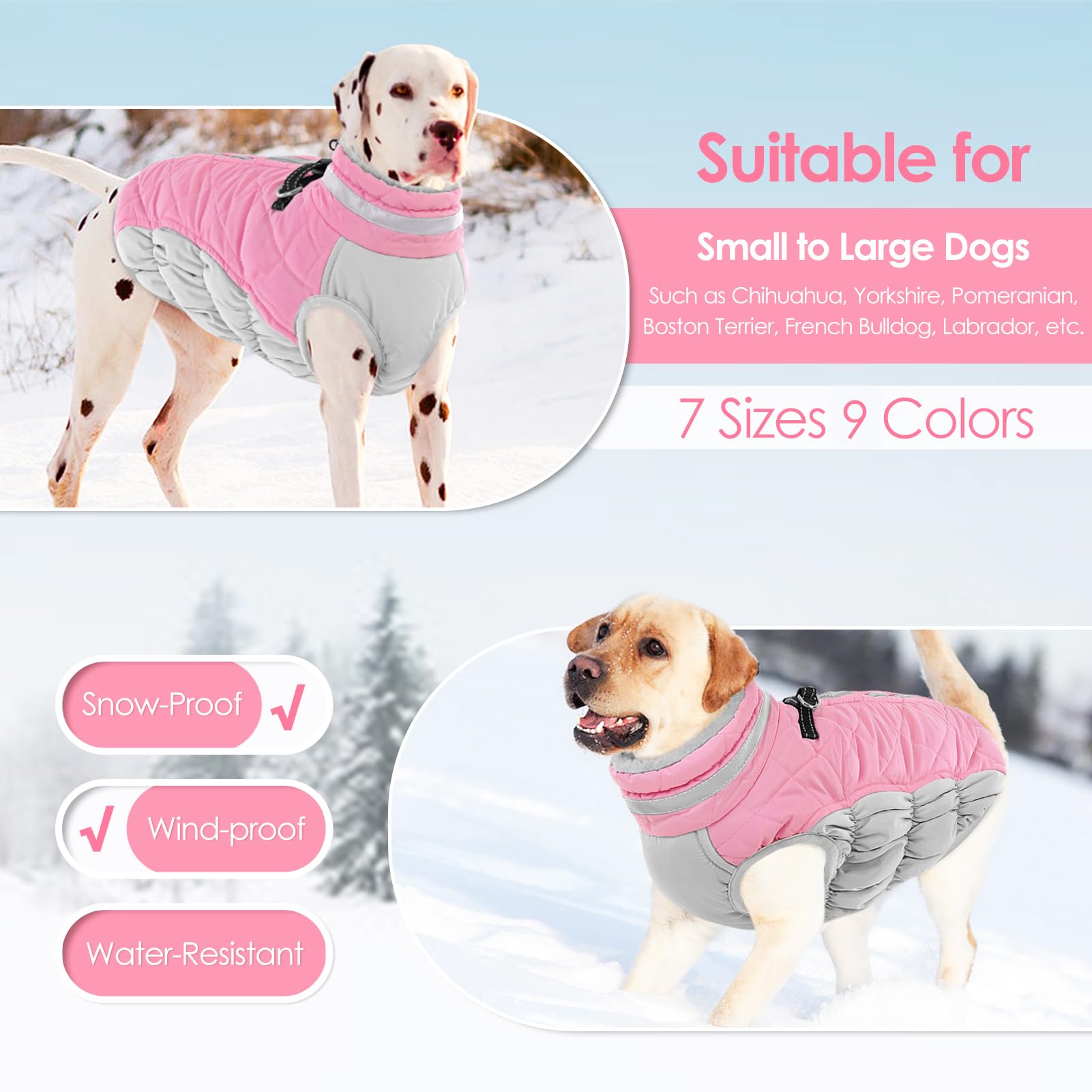 AOFITEE dog coat pink XXL showcases style in winter.