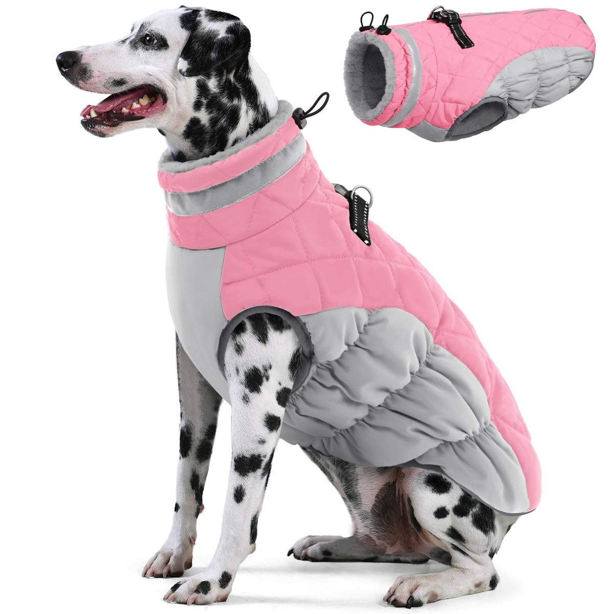 AOFITEE dog coat pink XXXL front view demonstrates cozy warmth for winter walks.