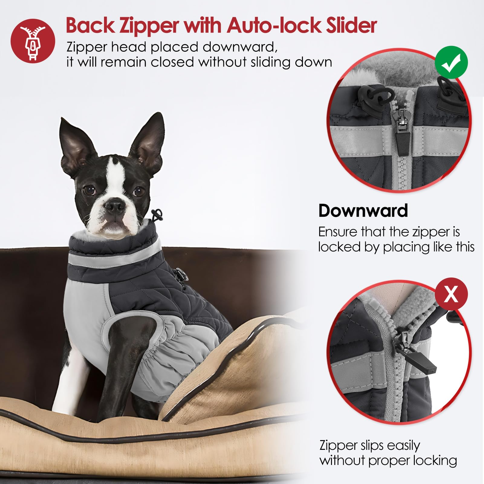AOFITEE dog coat reflective neckline enhances visibility on night walks