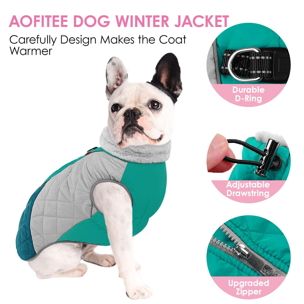AOFITEE Dog Coat reflective strip enhances visibility for safer night strolls.