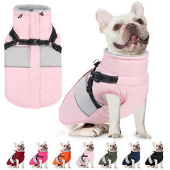 AOFITEE dog coat with warm fleece collar for cozy outdoor walks.