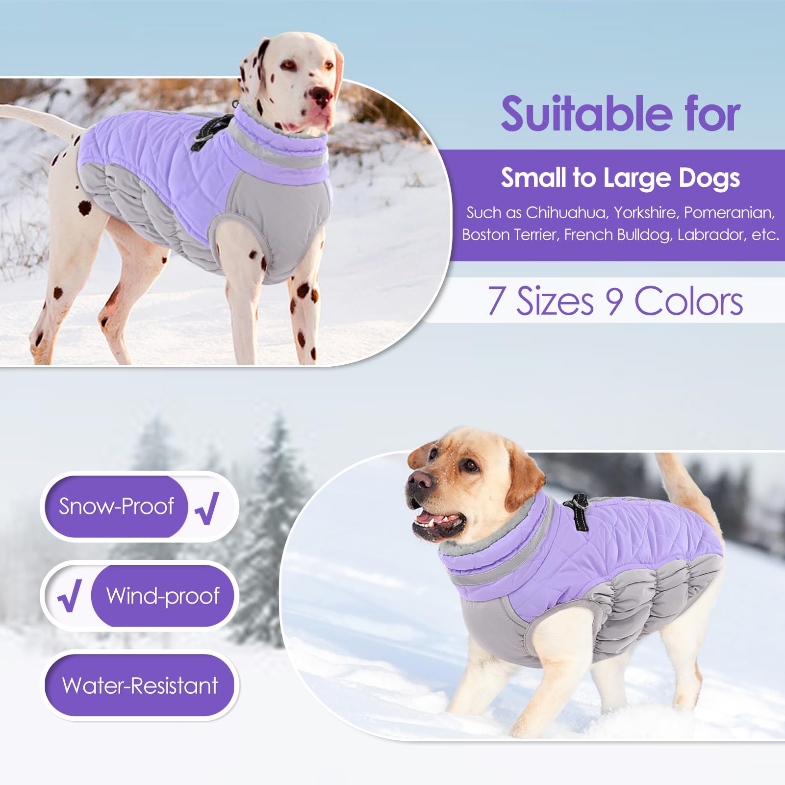 AOFITEE dog coat waterproof shell protects against snow and rain