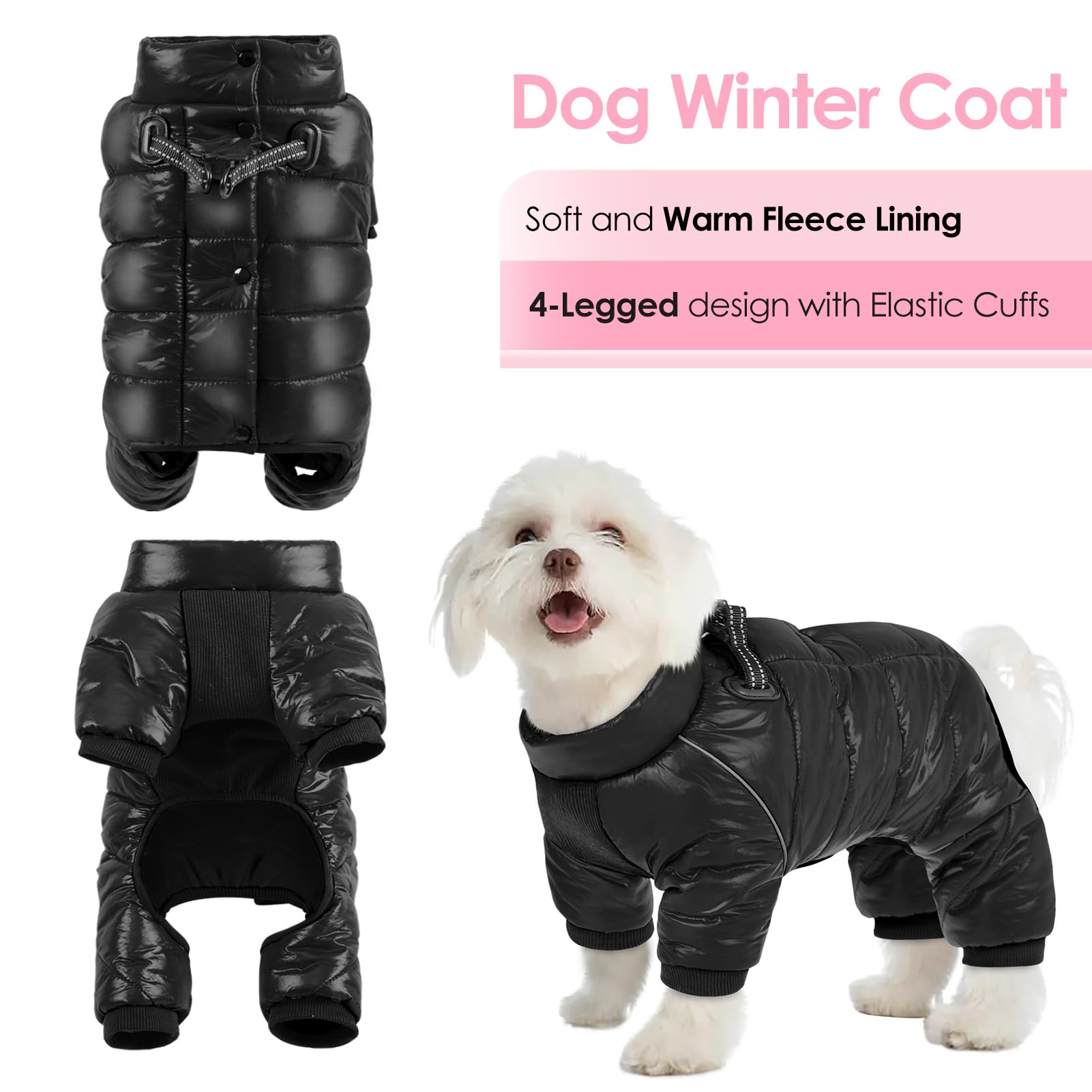 AOFITEE dog coat with warm fleece lining for cozy insulation