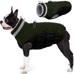 AOFITEE dog coat with warm fleece lining keeping a dog cozy on a cold walk