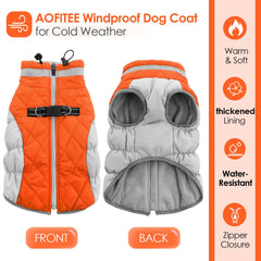 AOFITEE dog coat with warm fleece lining for cozy cold walks