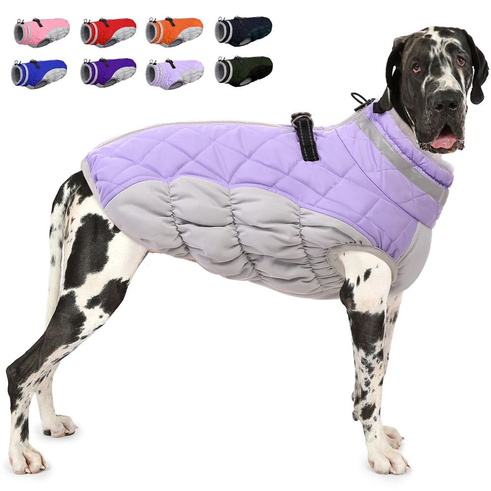 AOFITEE dog coat close-up shows warm fleece lining for winter comfort