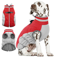 AOFITEE dog coat close-up highlights warm fleece lining for cold-weather comfort.