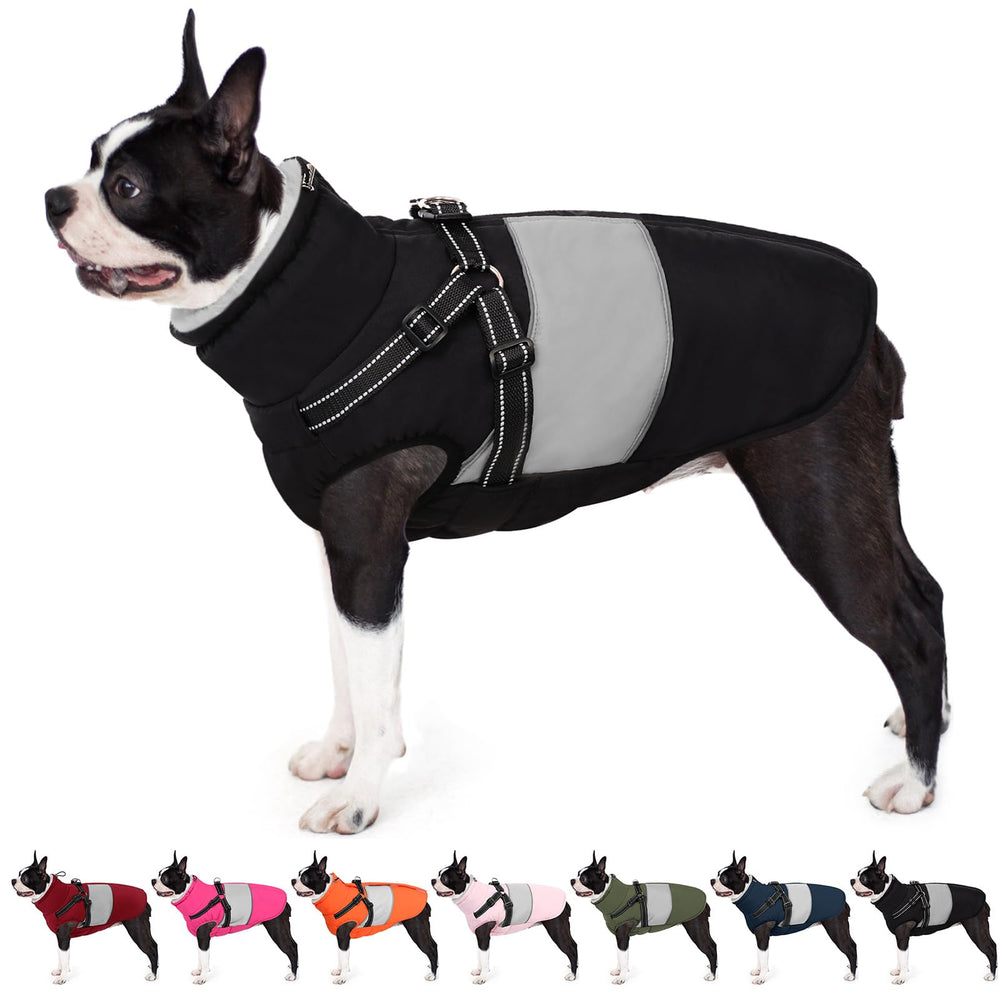 AOFITEE dog coat with waterproof back zipper enables easy on-off during rainy walks