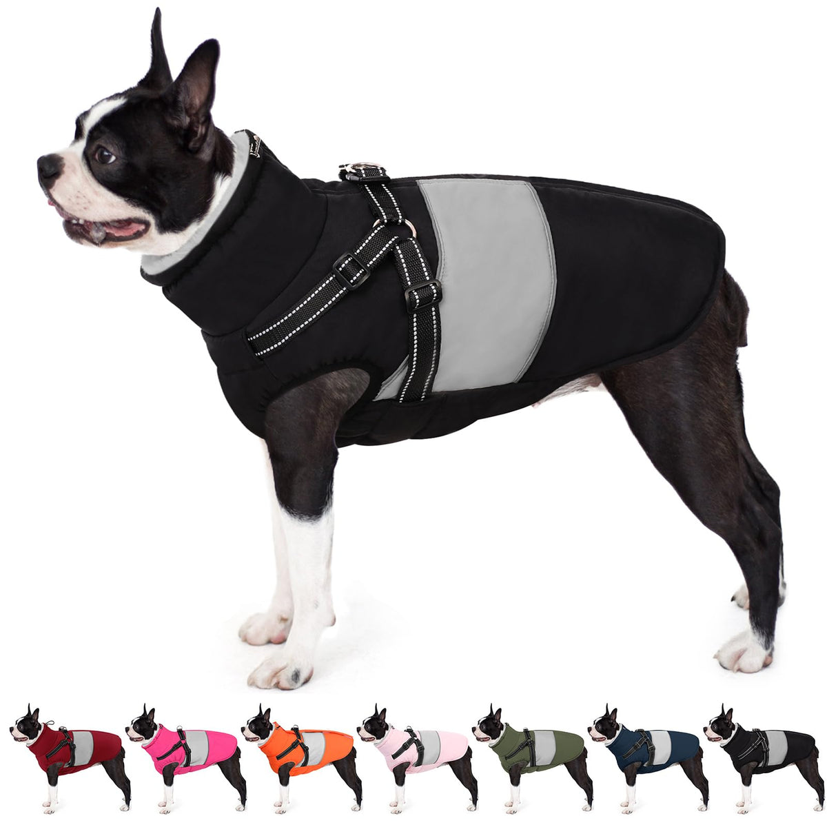 AOFITEE dog coat with waterproof back zipper enables easy on-off during rainy walks
