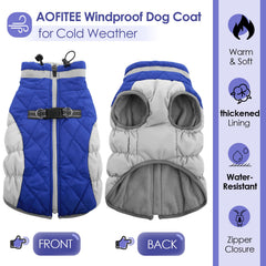 AOFITEE dog coat waterproof-fabric keeps your pup dry during rainy outings.