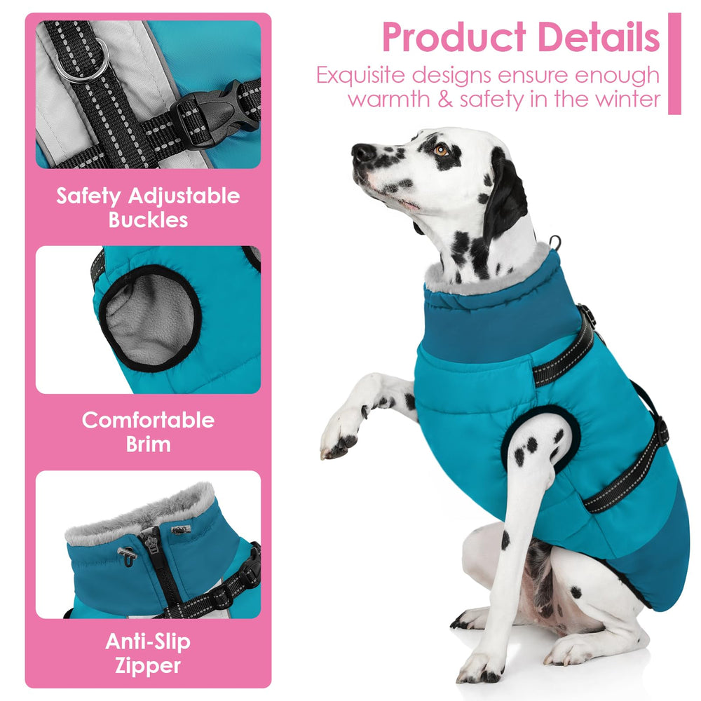 AOFITEE waterproof fabric coat keeps dogs dry during outdoor adventures.