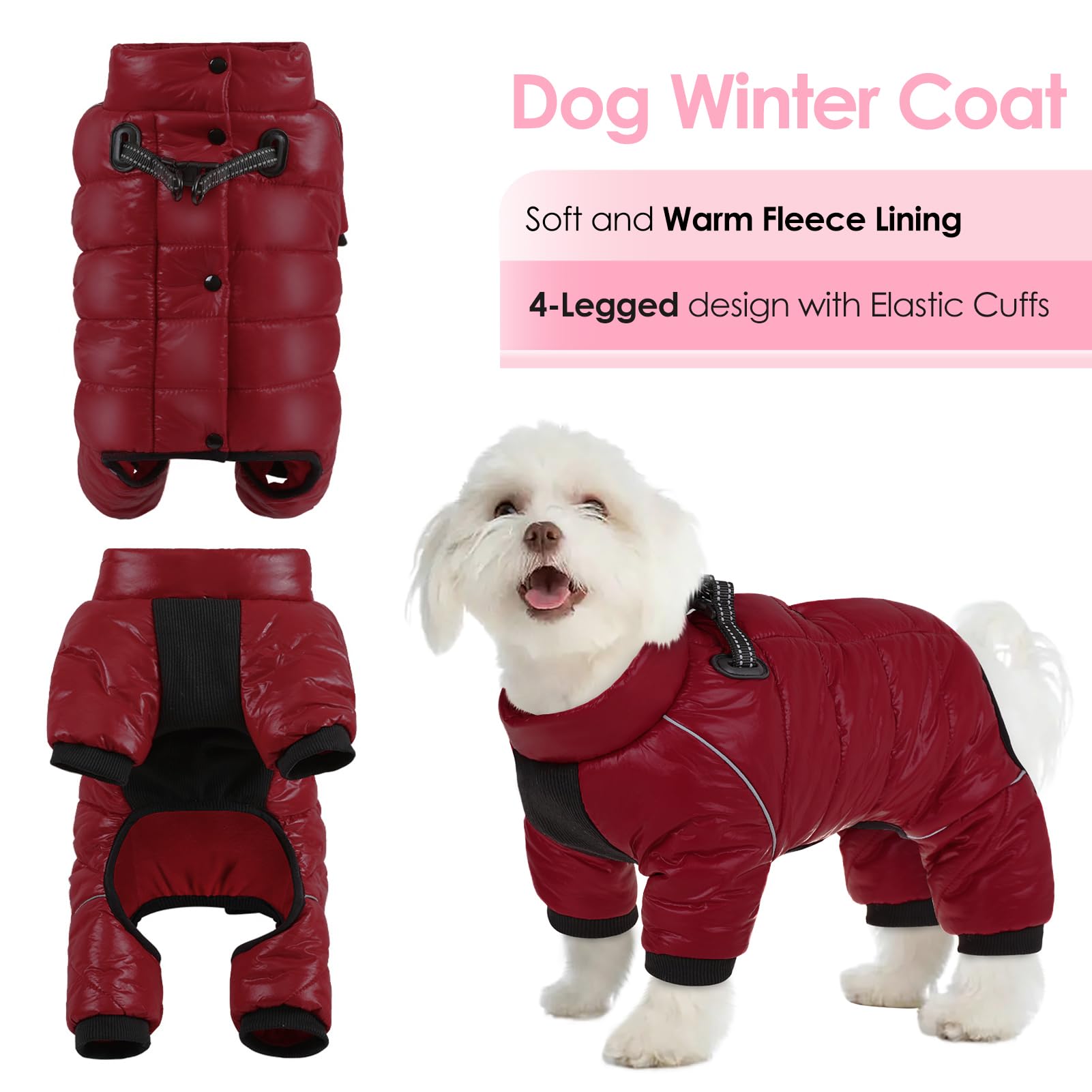 AOFITEE dog coat back-view shows full-body coverage for cold days.