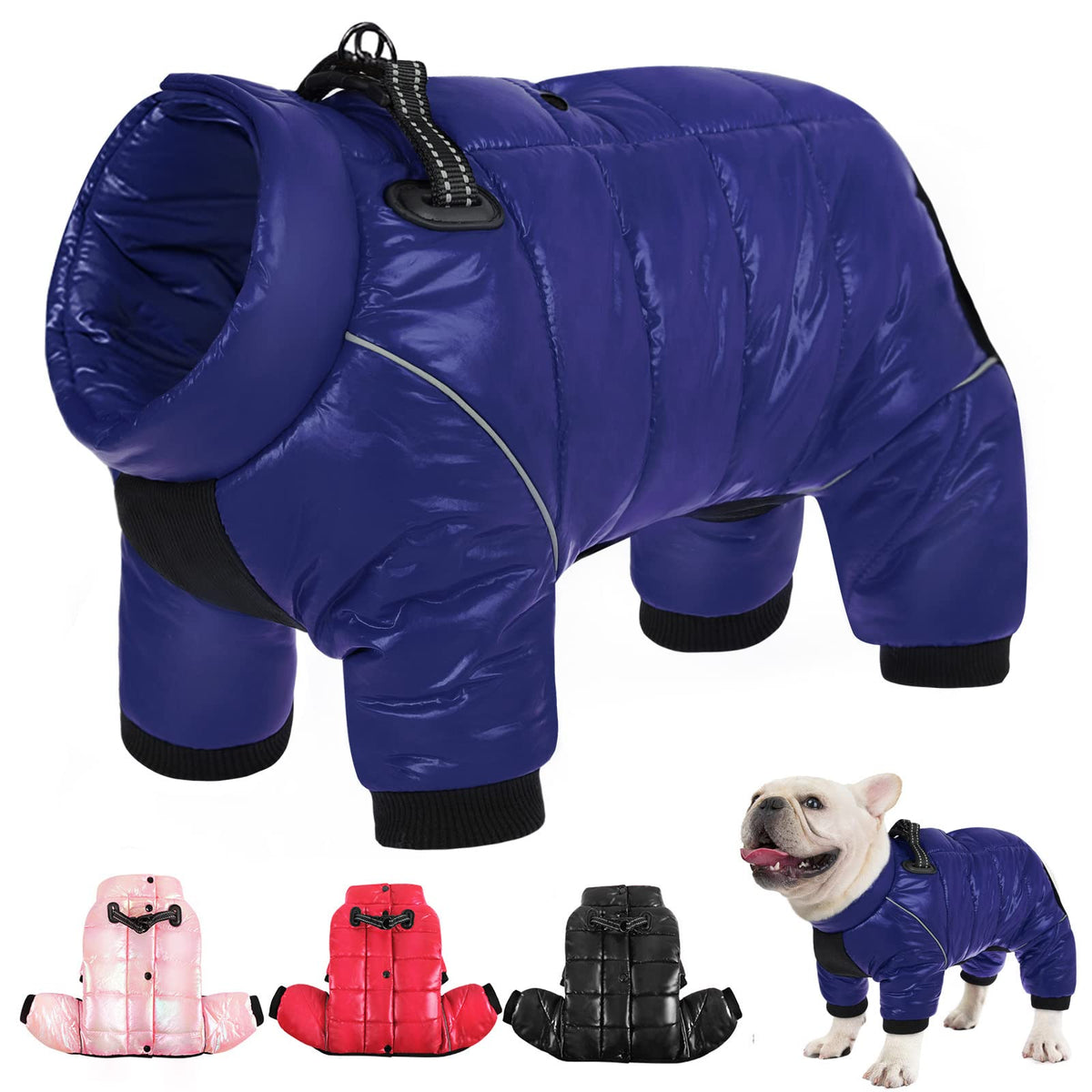AOFITEE dog coat front view with warm fleece lining for chilly walks