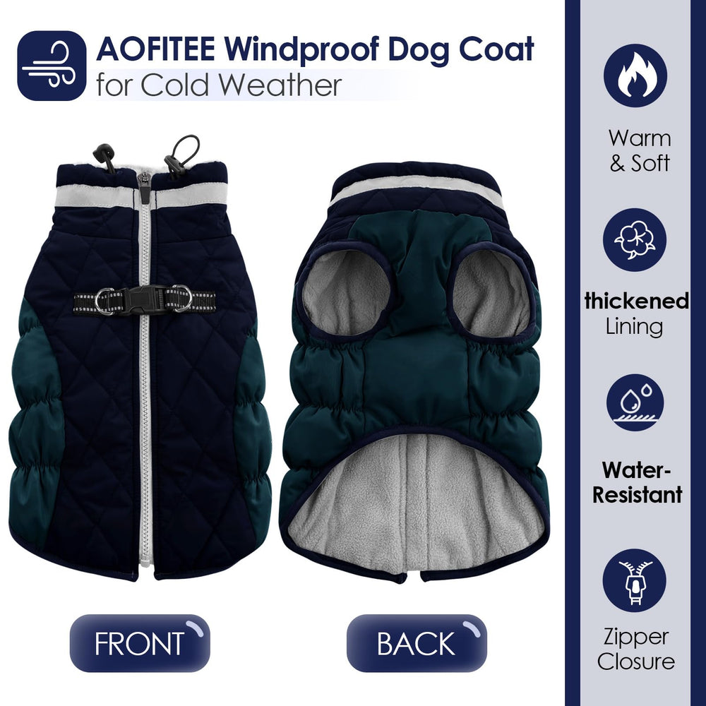 AOFITEE dog coat back view highlighting full coverage and wind protection