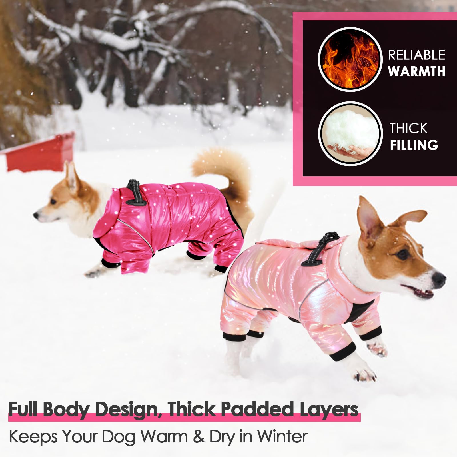 AOFITEE dog coat reflective trim image for nighttime visibility.