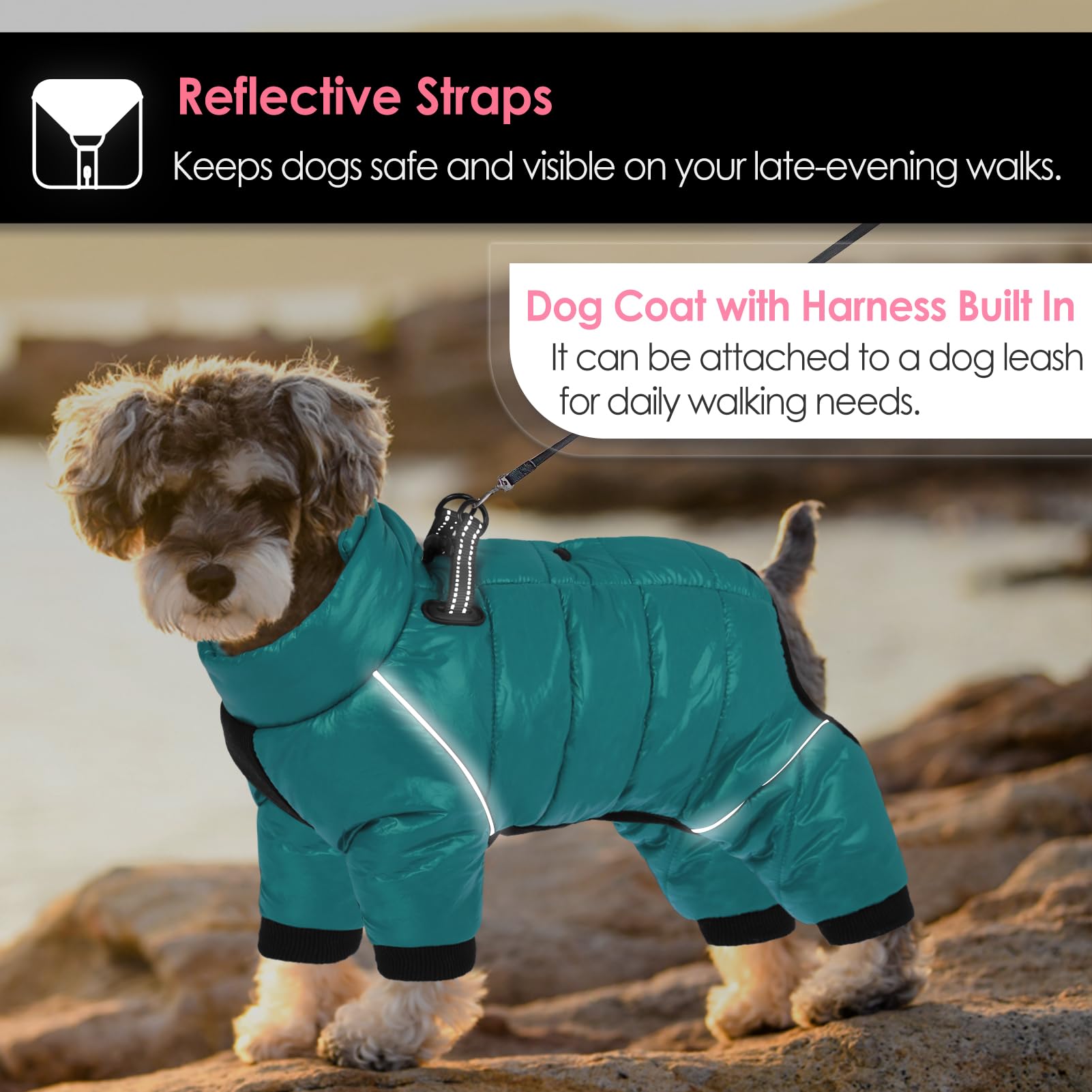 AOFITEE dog coat zip and snap closures ensure secure fit