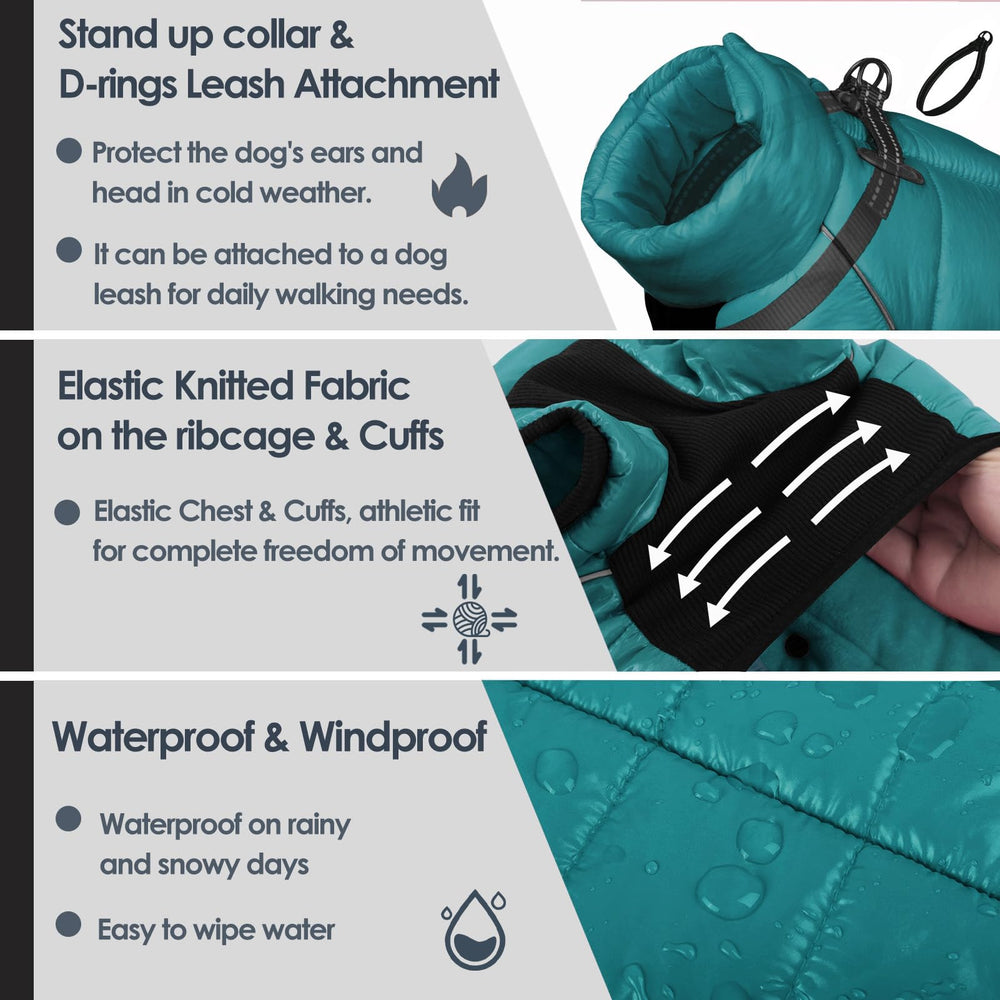 AOFITEE dog coat zip-up-closure facilitates easy on and off for quick dressing