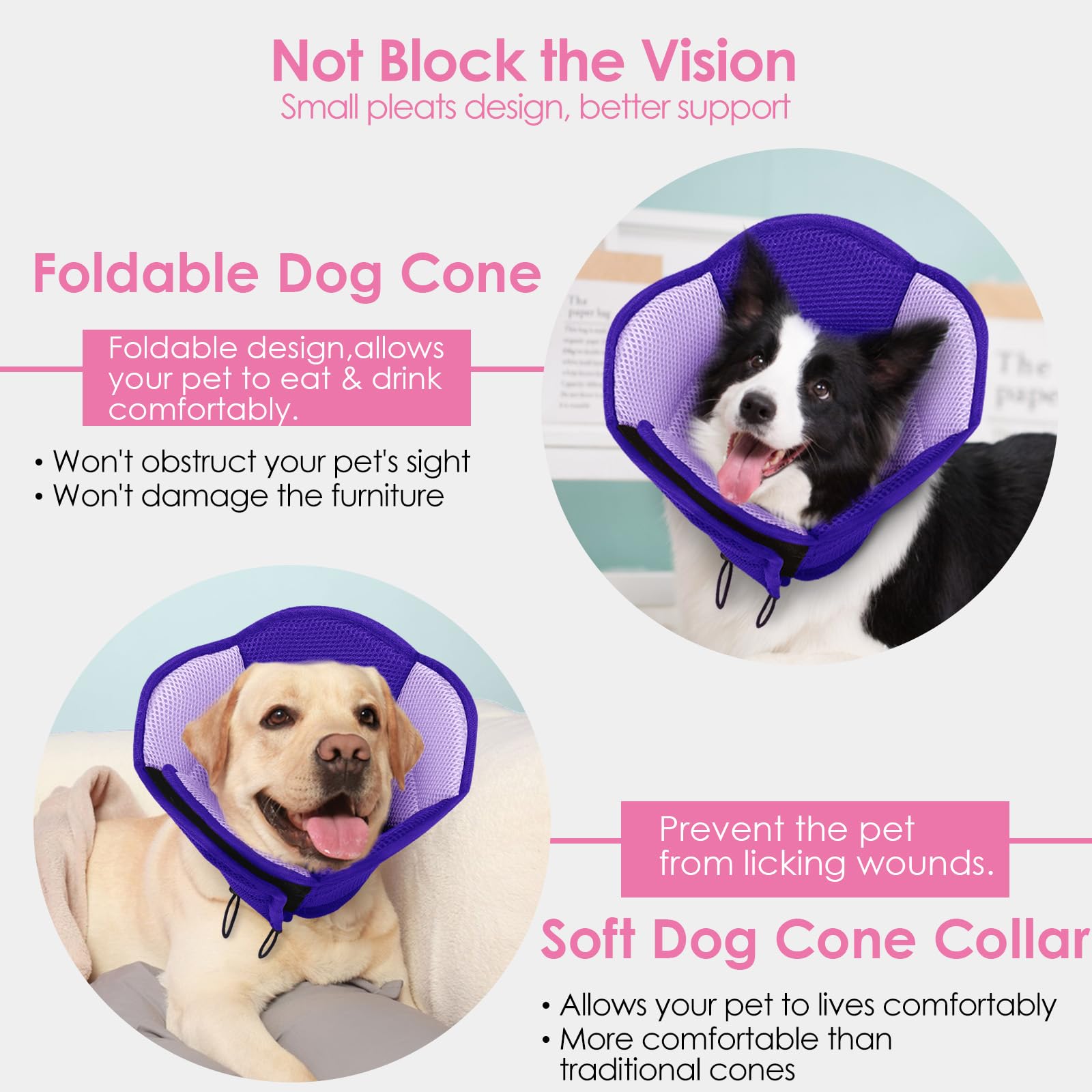 AOFITEE dog cone displays protective-depth-design for secure coverage
