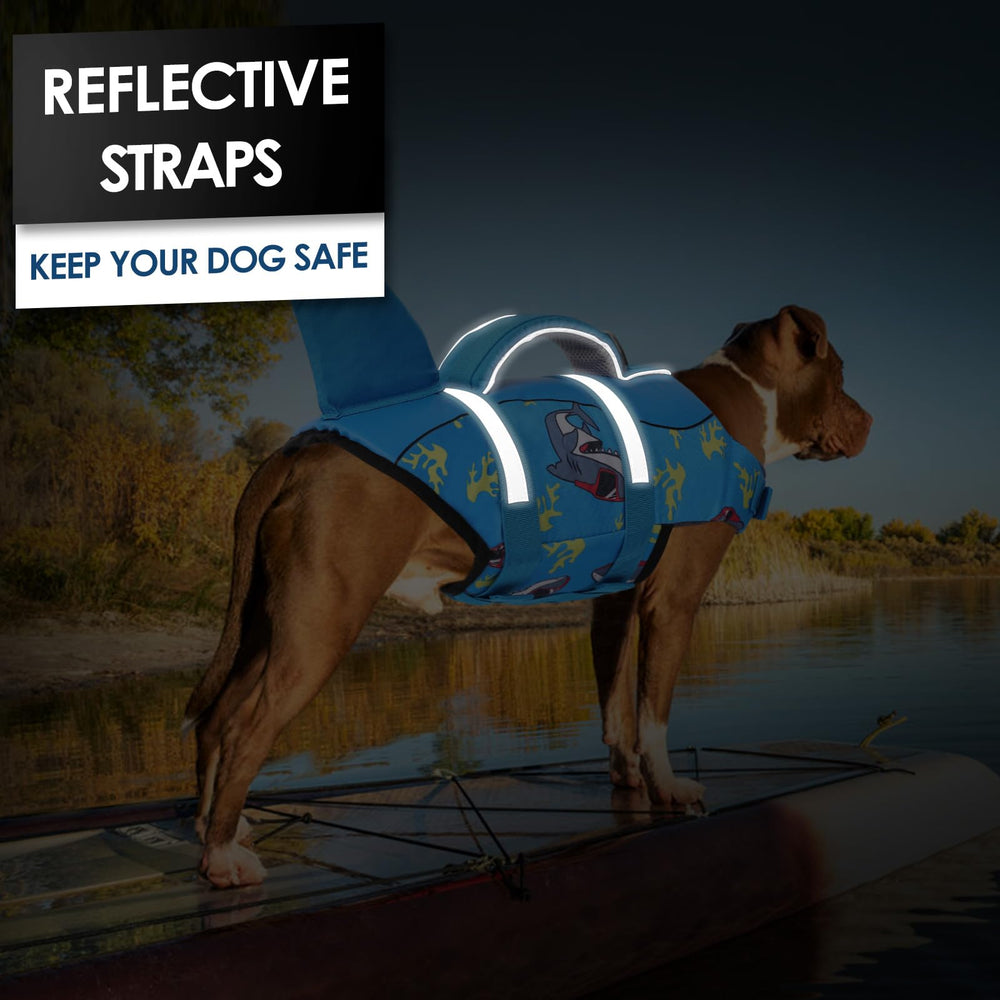 AOFITEE dog life jacket in waves proves reliable flotation during water play.