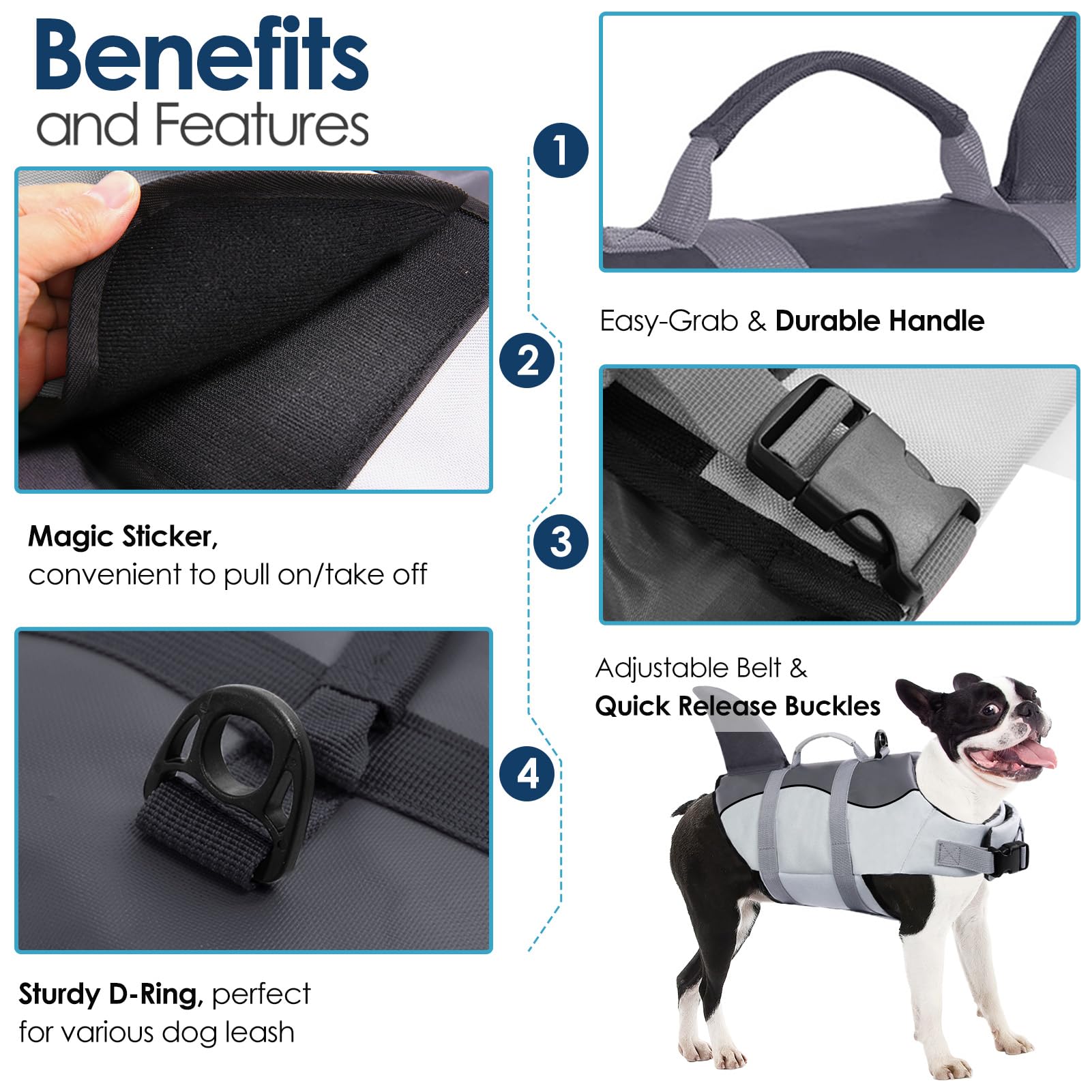 AOFITEE dog life vest rescue handle top for easy lifting