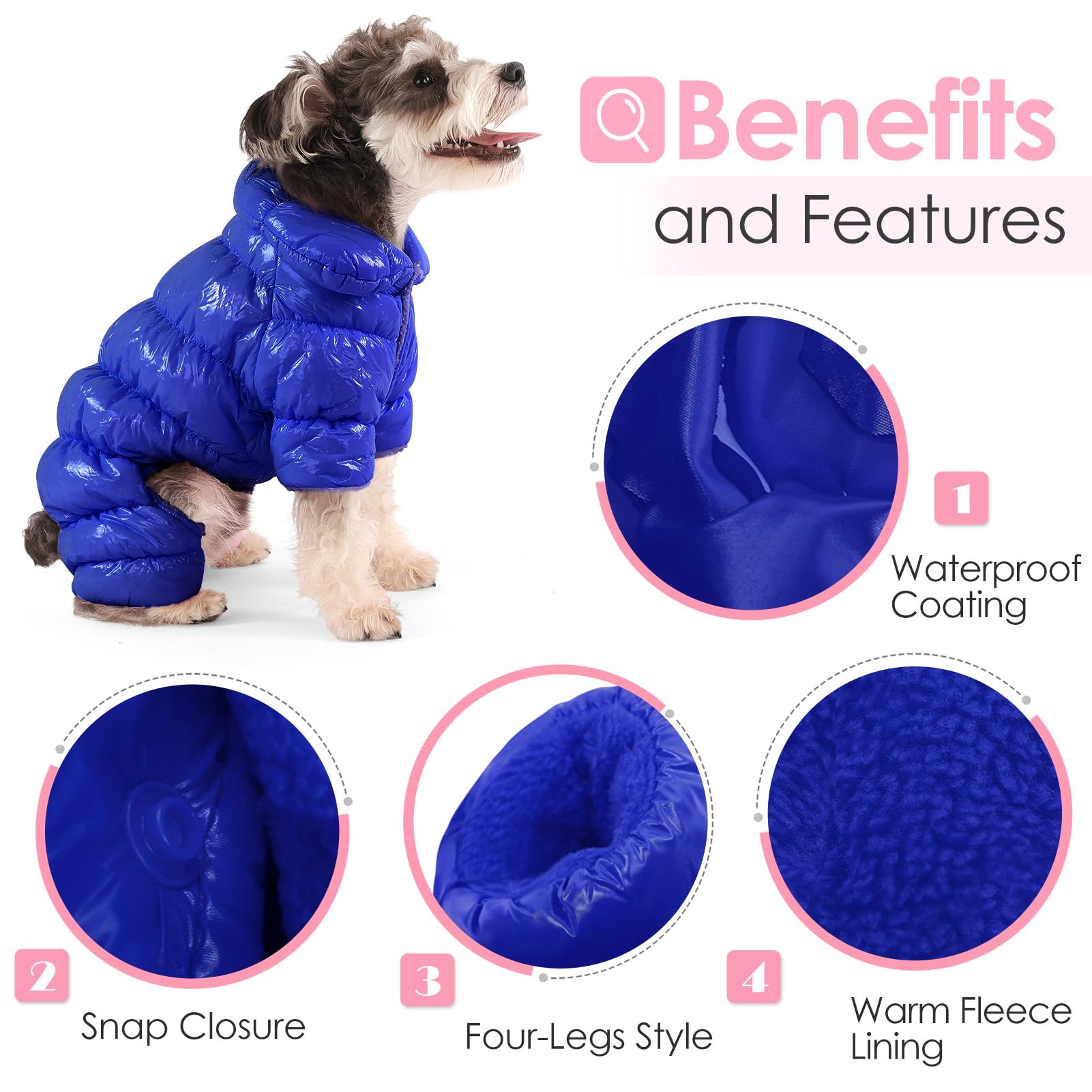 AOFITEE Dog Winter Coat elastic waist ensures secure, comfy fit