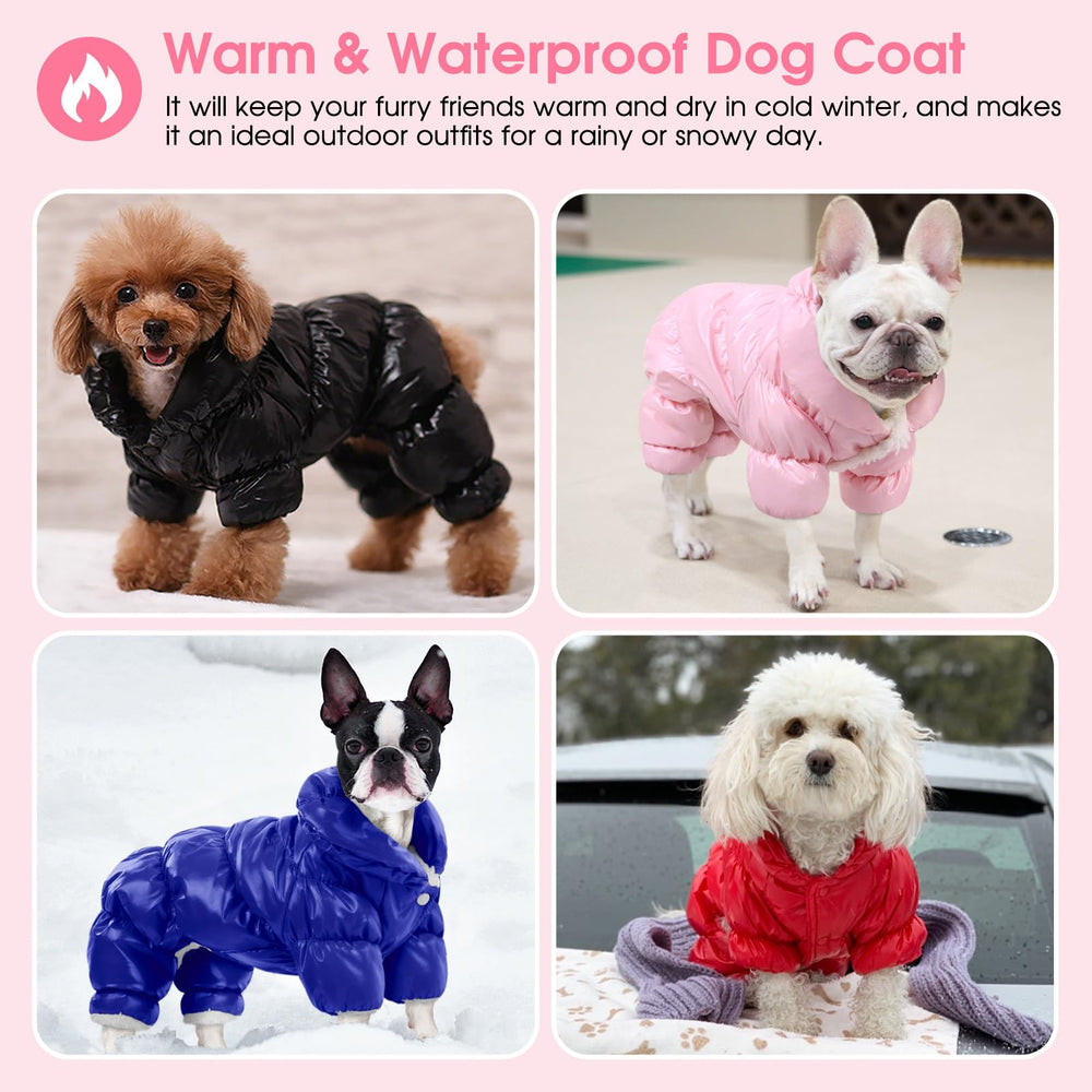 AOFITEE Dog Winter Coat four-leg snowsuit covers legs for added warmth