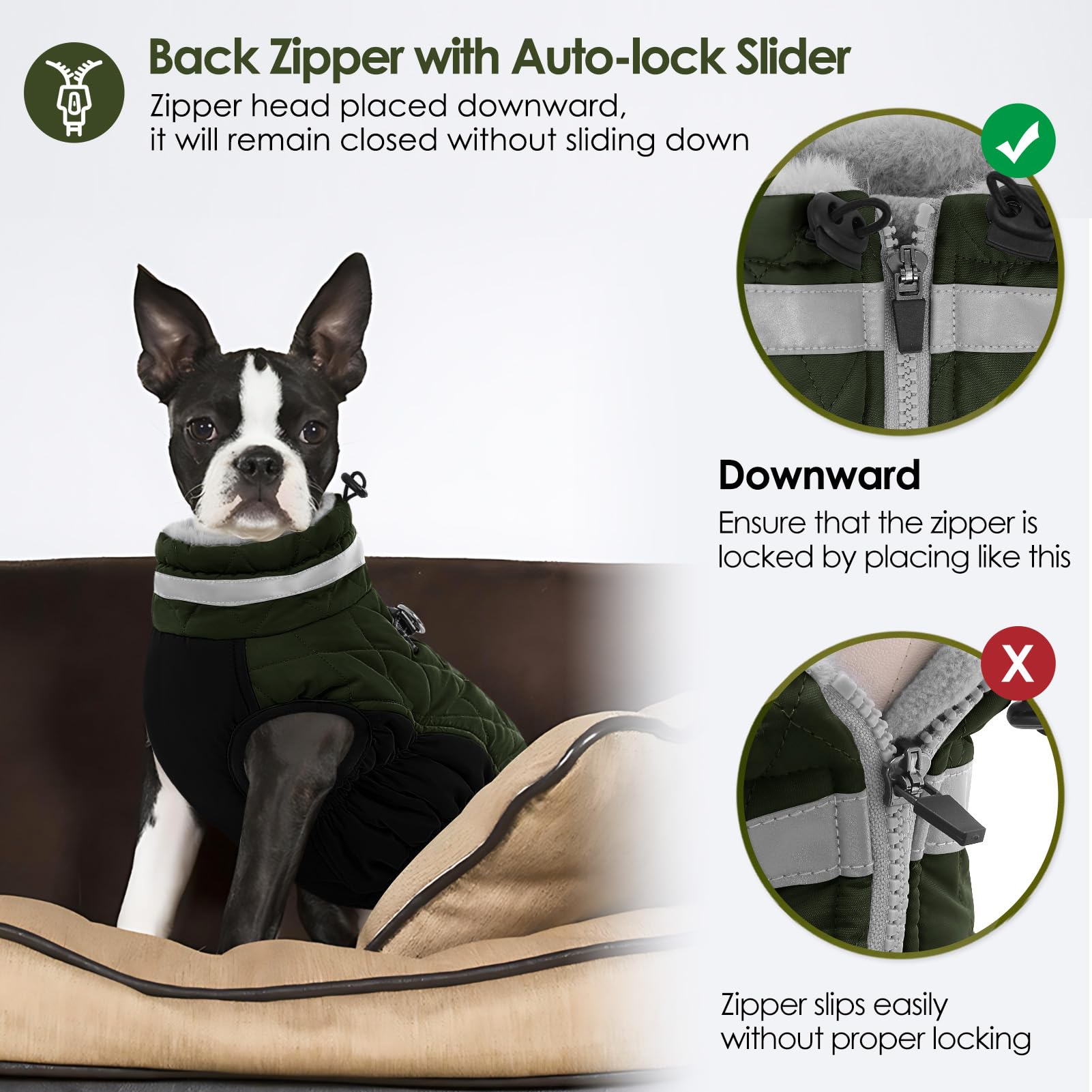 AOFITEE dual D-ring leash attachment on back for secure walks