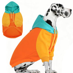 AOFITEE Extra Large Dog Hoodie orange color-block for visible walks