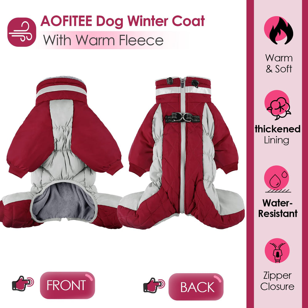 AOFITEE fullbody dog coat zipper detail for easy on and secure fit