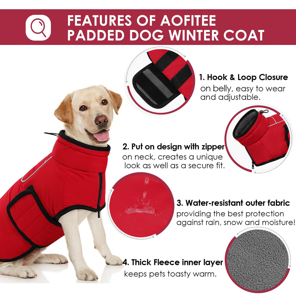 AOFITEE coat leash hole design supports harnessed walks.