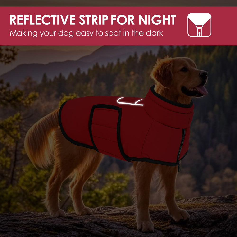 AOFITEE coat features reflective trims for better nighttime visibility.