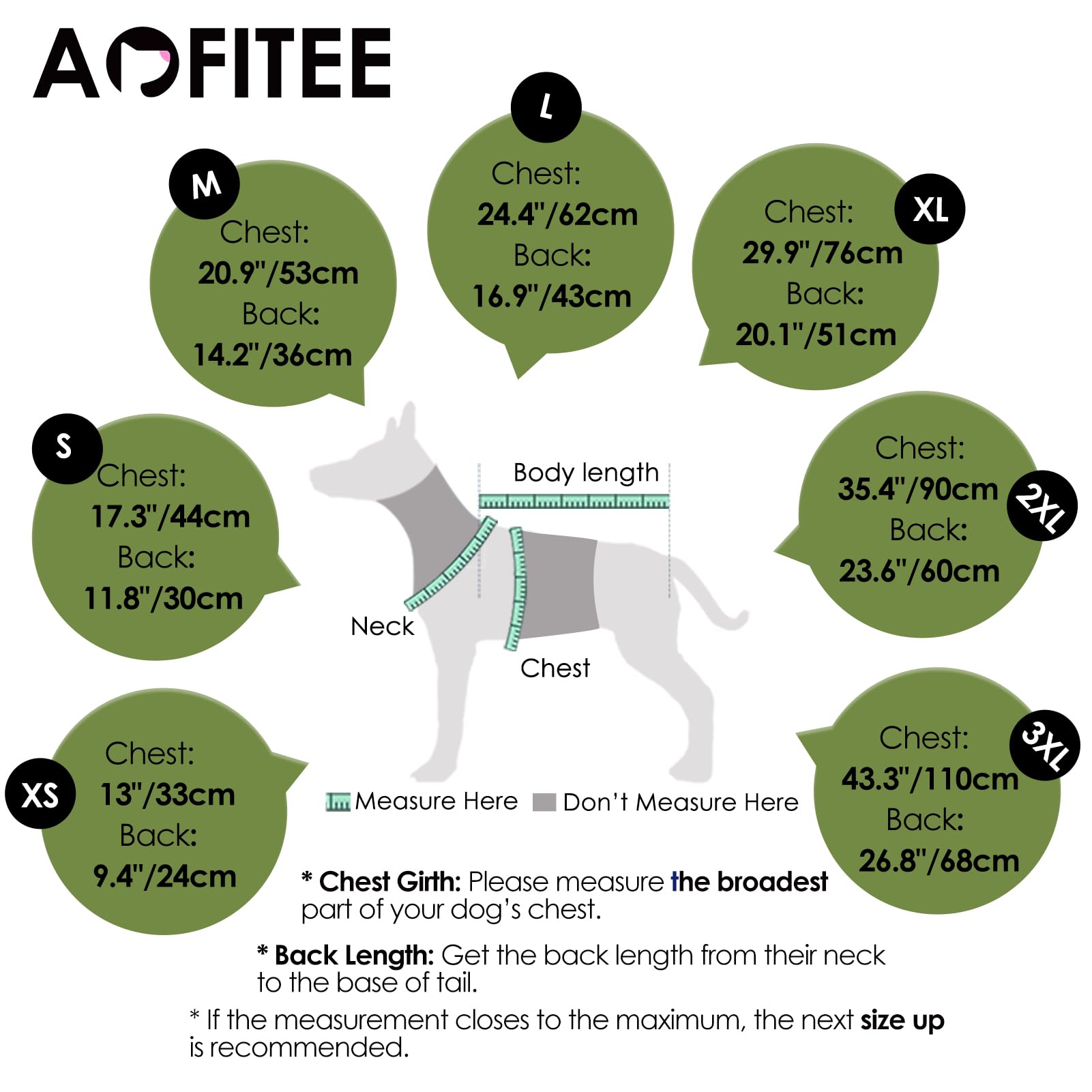 AOFITEE reflective neckline dog jacket at night for better visibility