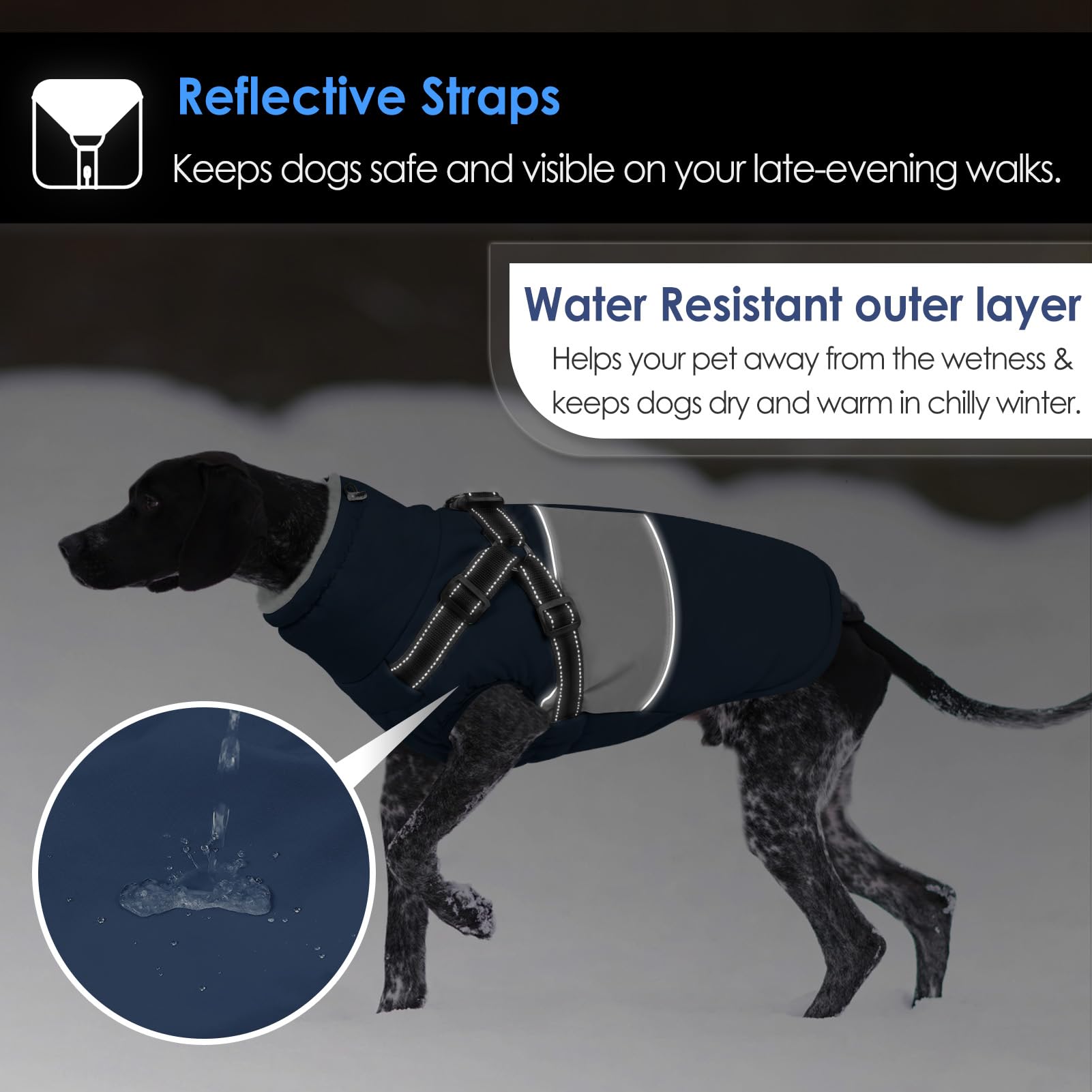 AOFITEE winter coat available in 6 sizes for small to large dogs