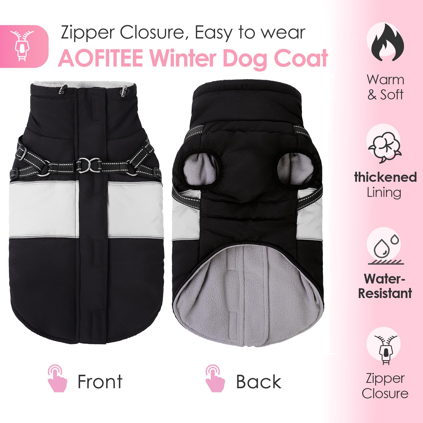 AOFITEE winter jacket features fleece collar for added warmth on chilly days