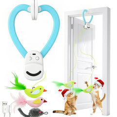 Aoioploa clip-on cat toy secured to a door frame for vertical indoor play