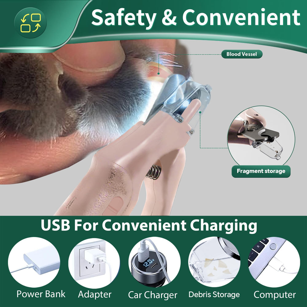 Aoioploa dog-nail-trimmer-led-light improves precision in low light.