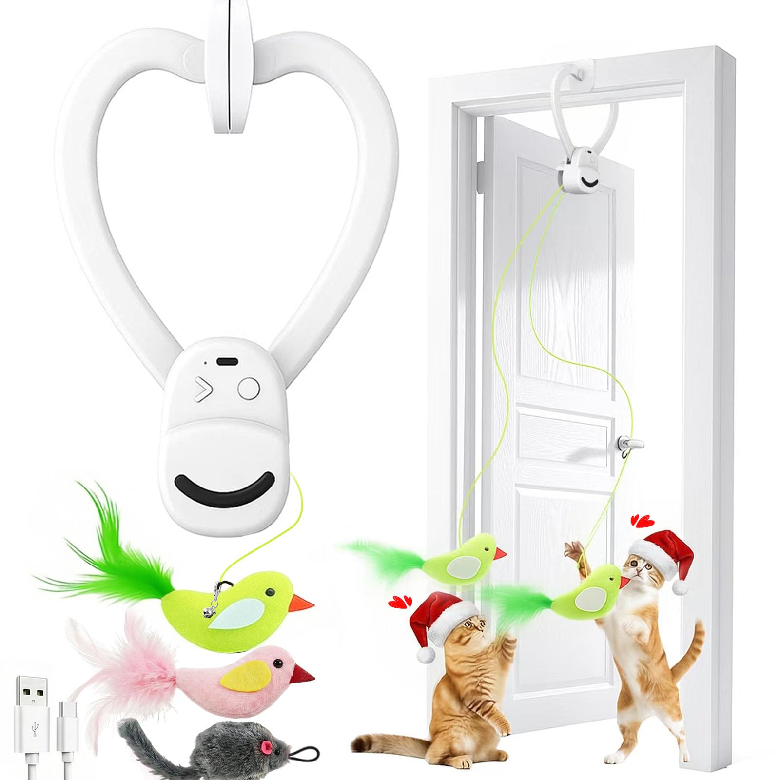 Aoioploa clip-on-frame cat toy saves floor space during indoor play.