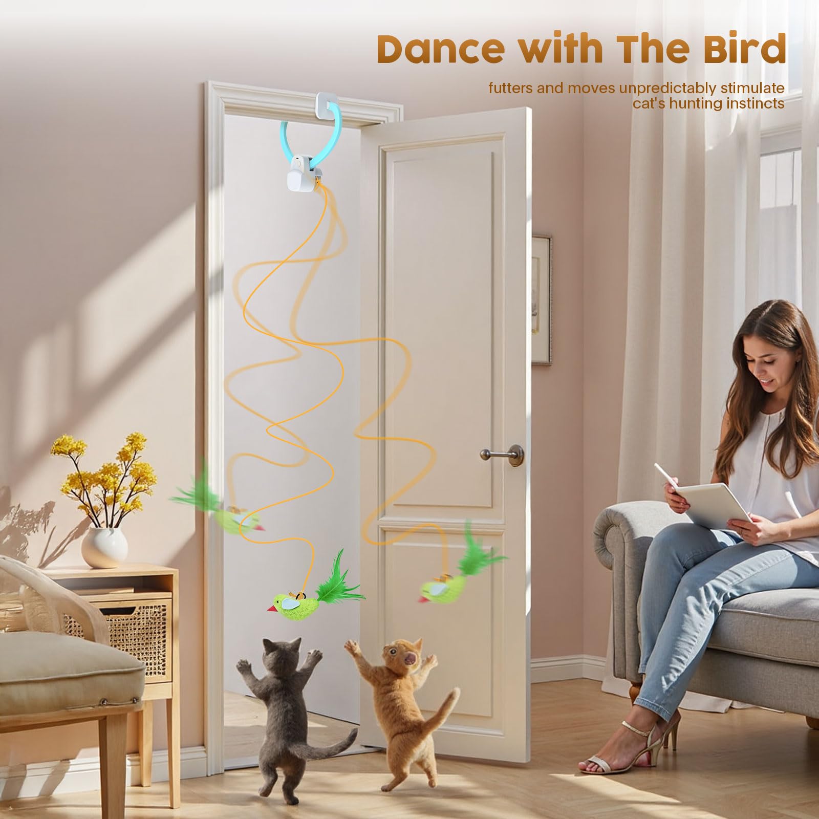 Aoioploa USB-rechargeable cat toy with cable charging