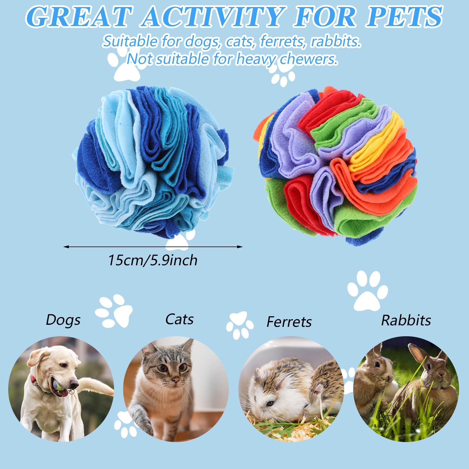 AojSup snuffle ball ocean blue close-up highlighting soft material for pets