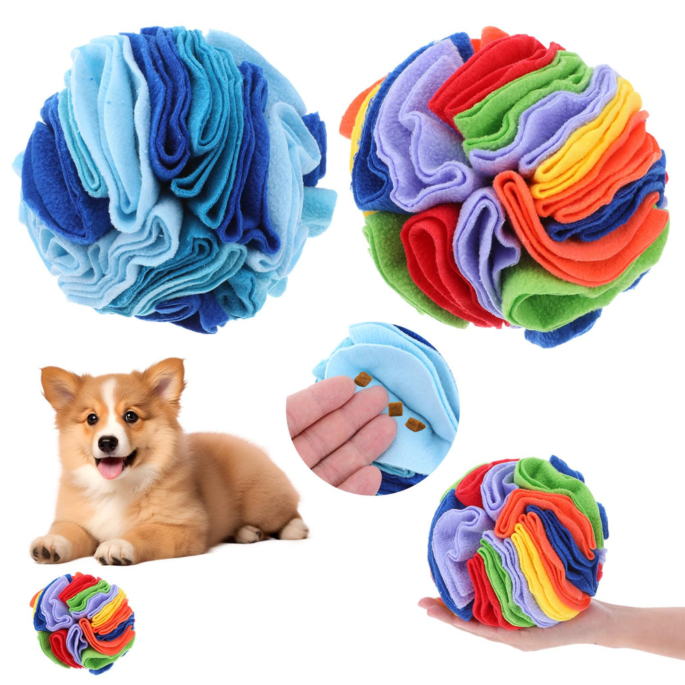 AojSup snuffle ball rainbow close-up showing durable fleece for interactive play